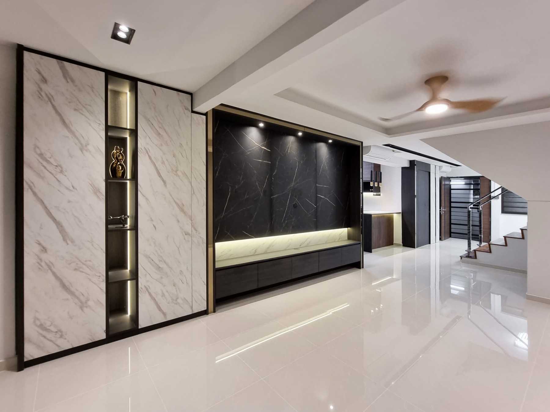 Modern Living Room with TV Console and Paintings