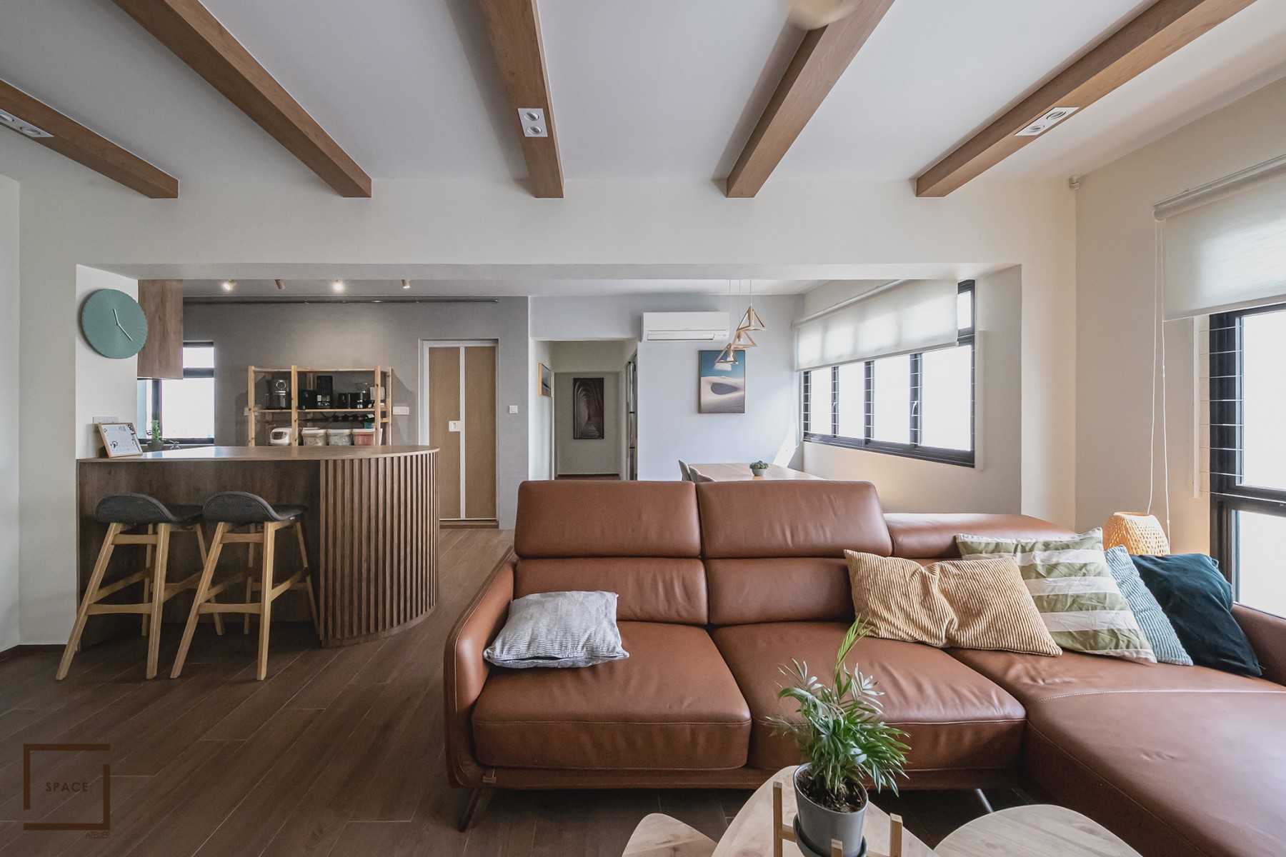 Modern Living Room with TV Console and Blinds