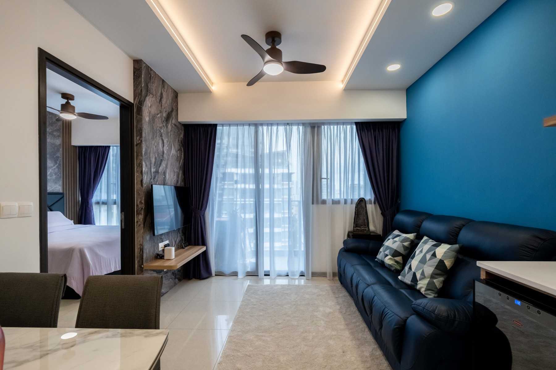 Contemporary Living Room with Wood Flooring and TV Console