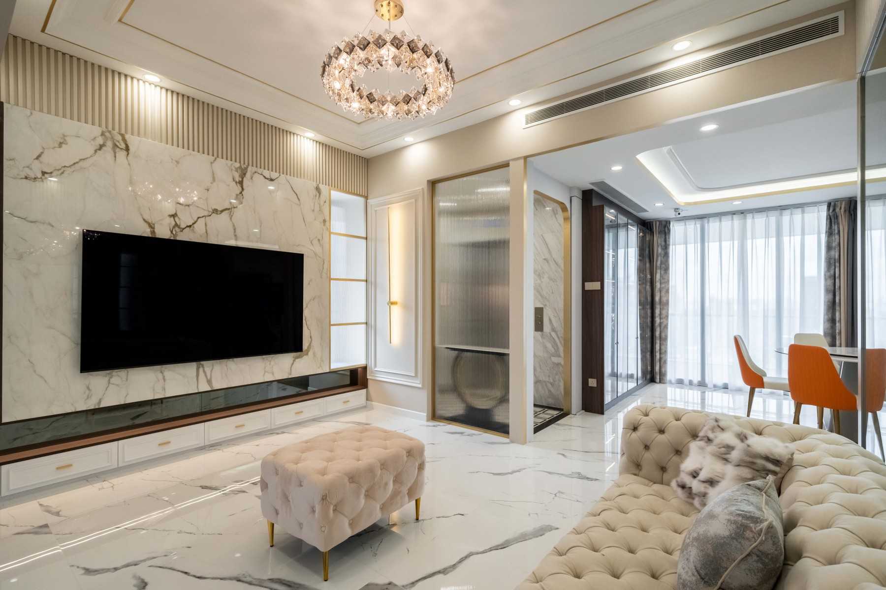 Modern Living Room with TV Console and Feature Wall