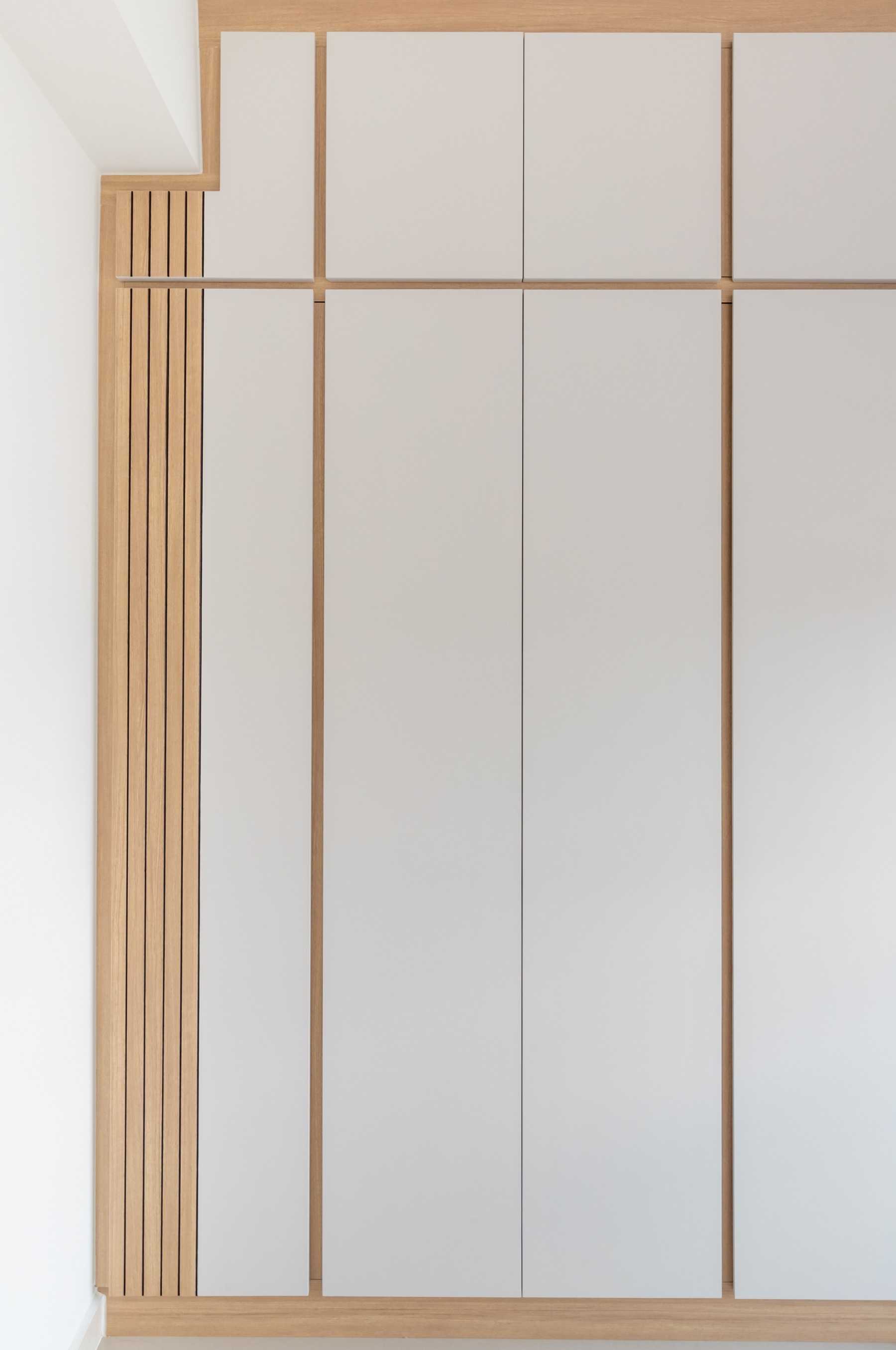 Transitional Bedroom with Feature Wall and Wardrobe