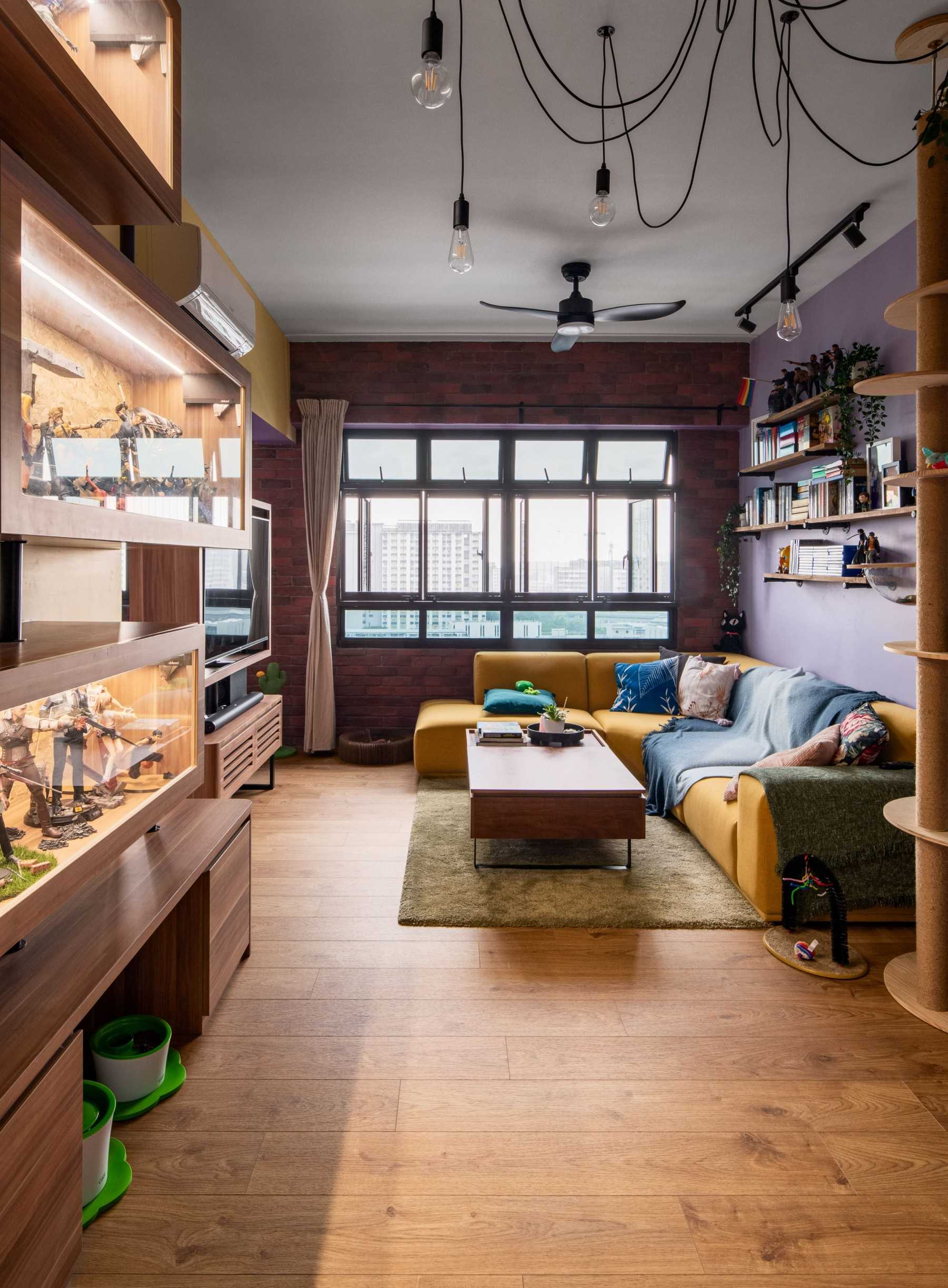 Eclectic Living Room with Sofa and TV