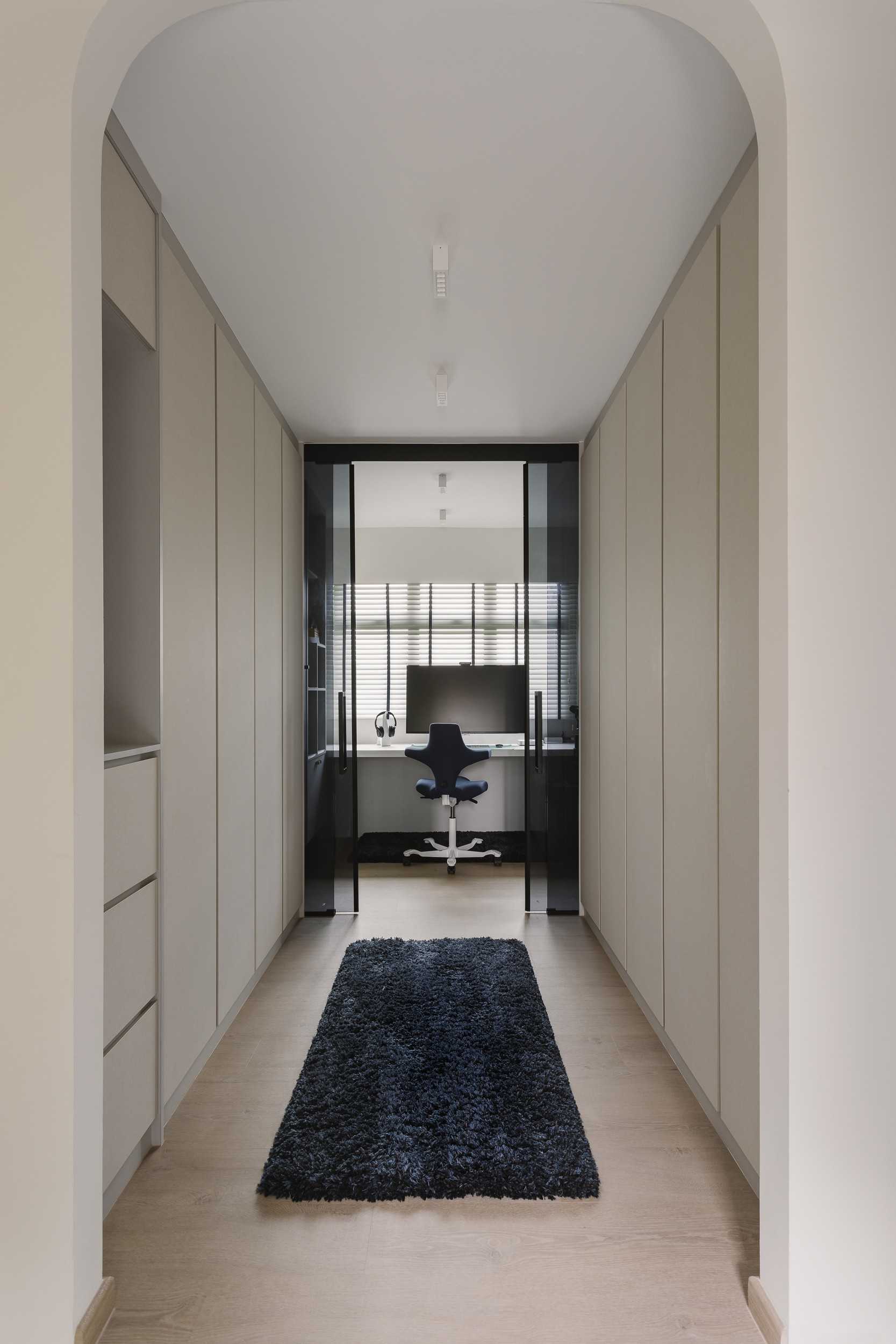 Contemporary Home Office with Desk and Desk Chairs