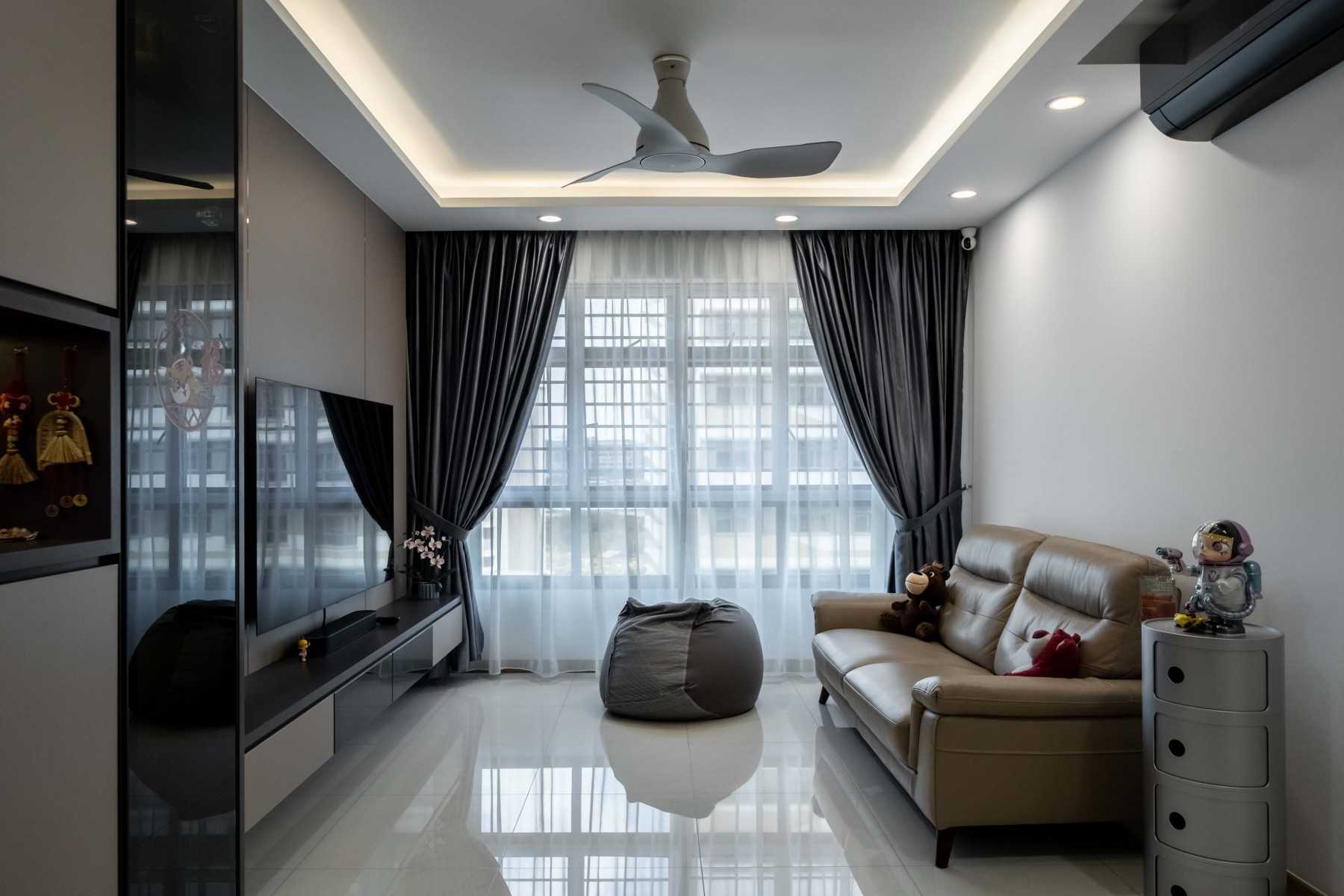 Modern Living Room with Wood Flooring and TV Console