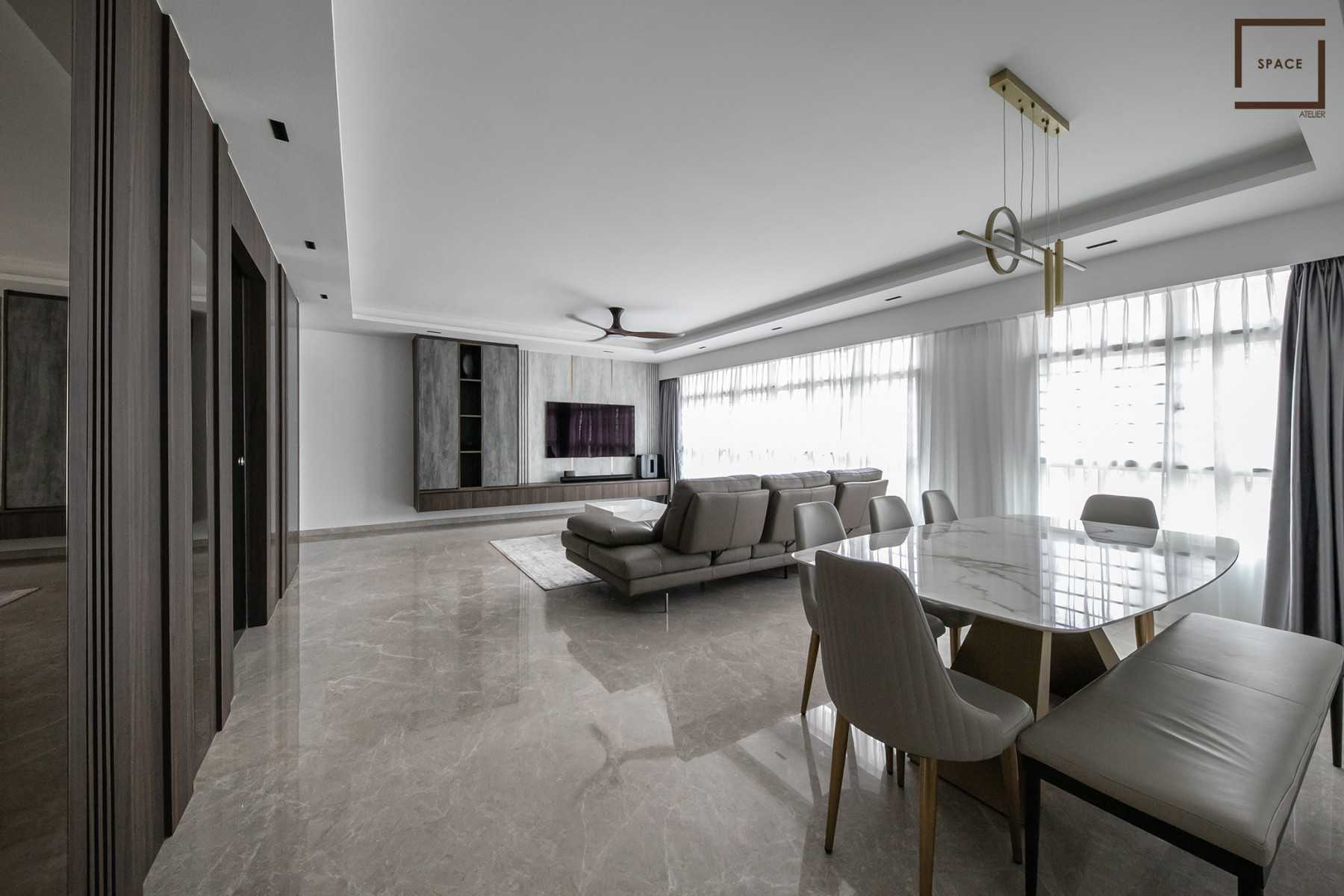 Contemporary Living Room with TV Console and Feature Wall