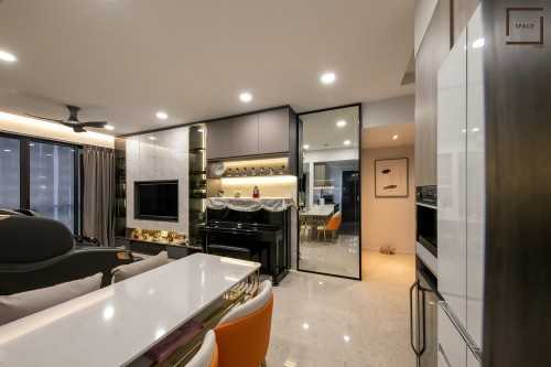 Contemporary Living Room at 3 Room condo @ Botanique