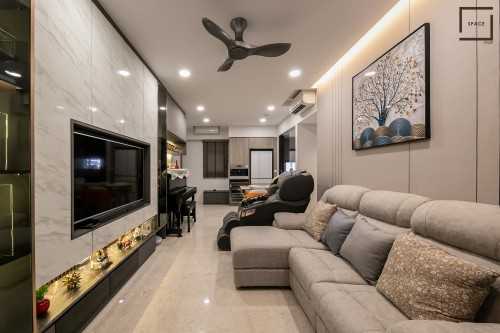 Contemporary Living Room at 3 Room condo @ Botanique
