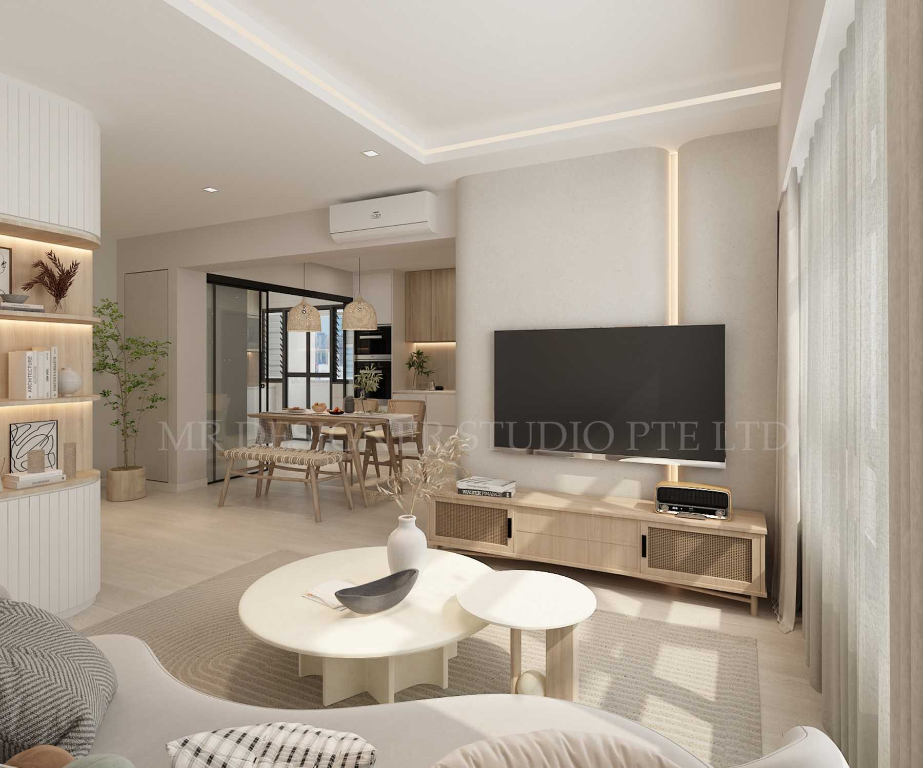 Contemporary Living Room with Feature Wall and Drop Ceiling