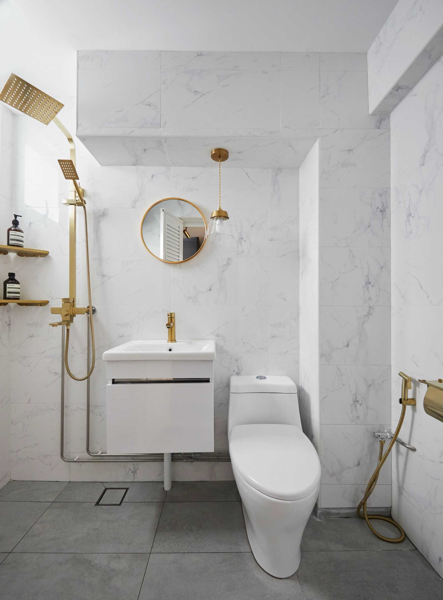 Contemporary Bathroom with Mirror and Bathroom Mirrors