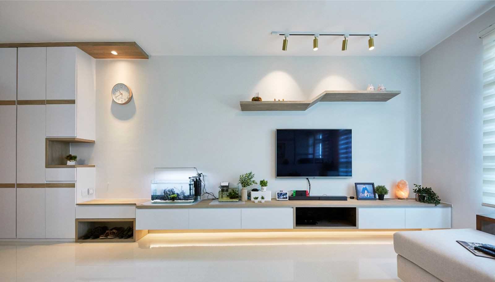 Contemporary Living Room with TV Console and TV