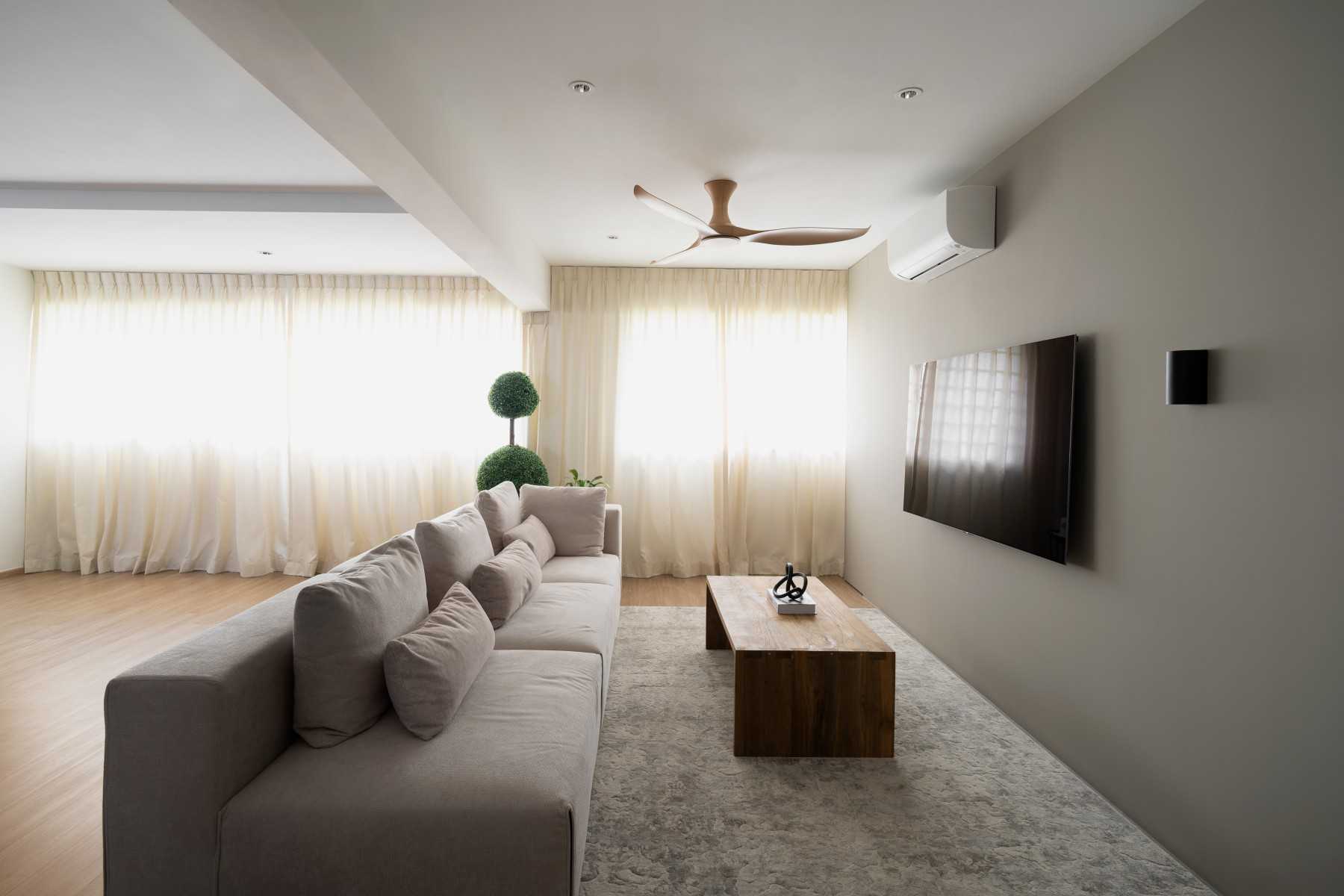 Modern Living Room with Vinyl Flooring and Carpet