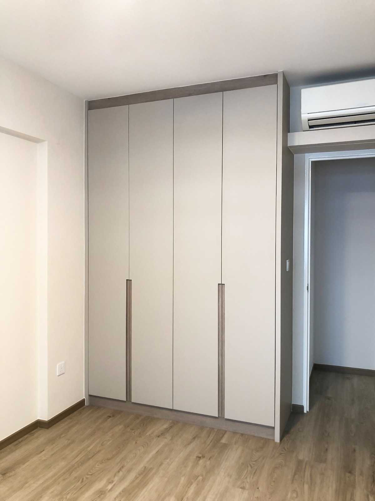 Scandinavian Bedroom with Wardrobe and Paintings