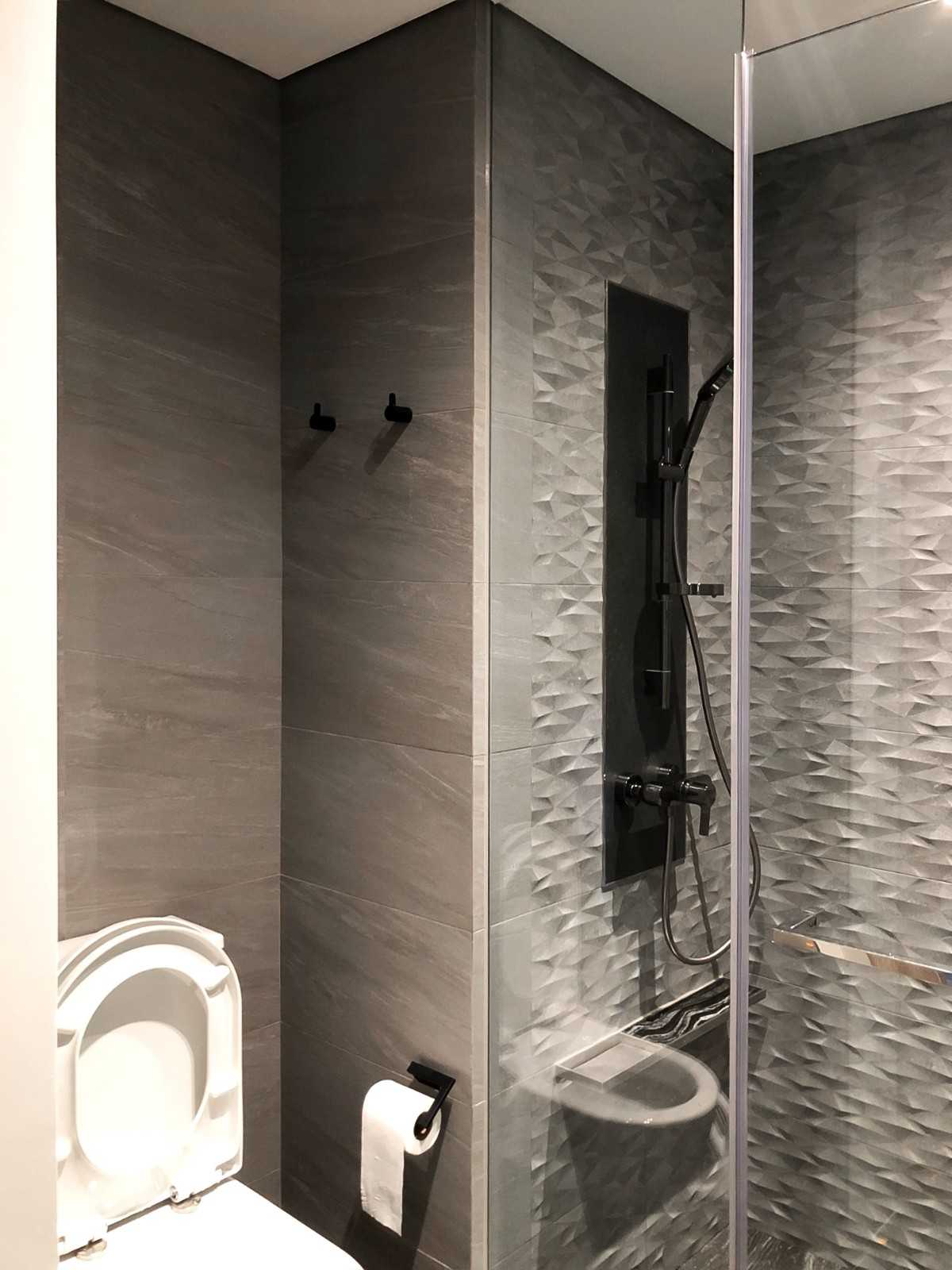 Scandinavian Bathroom with Mirror and Shower Screen