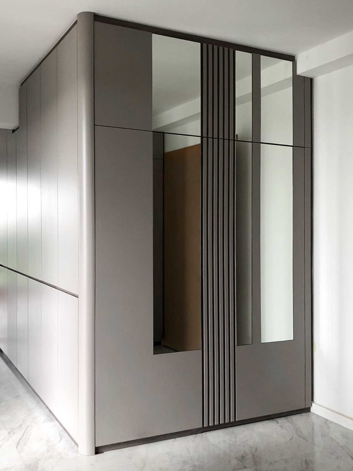 Modern Foyer with Storage Cabinets and Display Cabinets