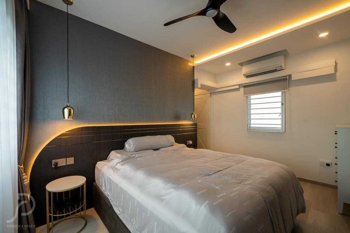 Contemporary Bedroom with Homogeneous Tiles and Wood Flooring