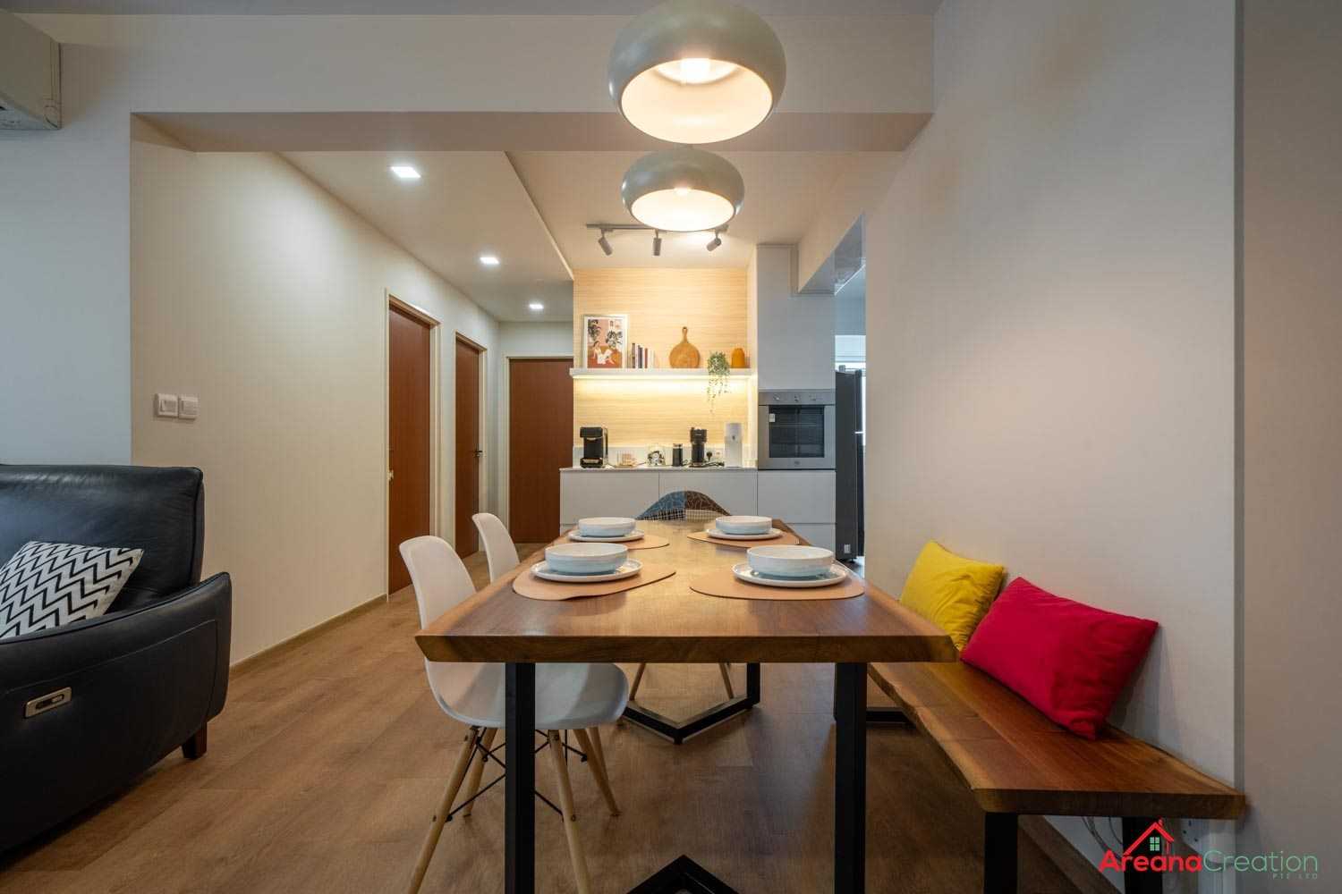 Scandinavian Dining Room with Downlights and Dining Table