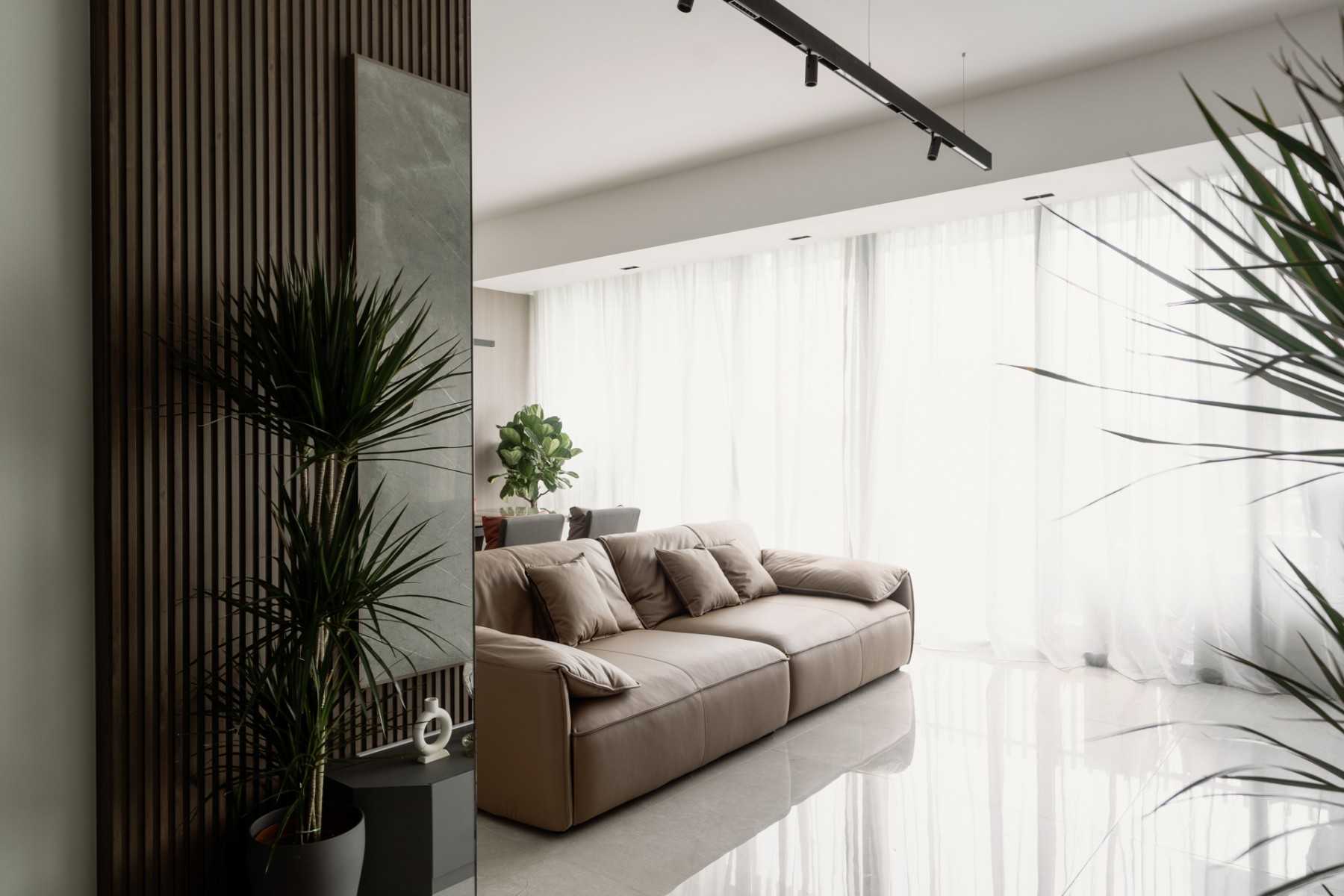 Modern Living Room with Mirror and Sofa