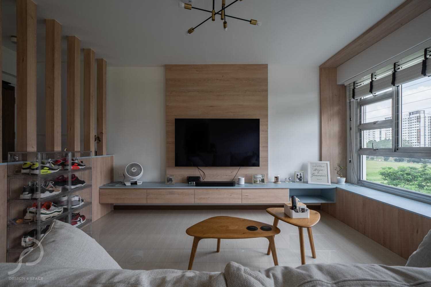 Scandinavian Living Room with TV Console and Sofa