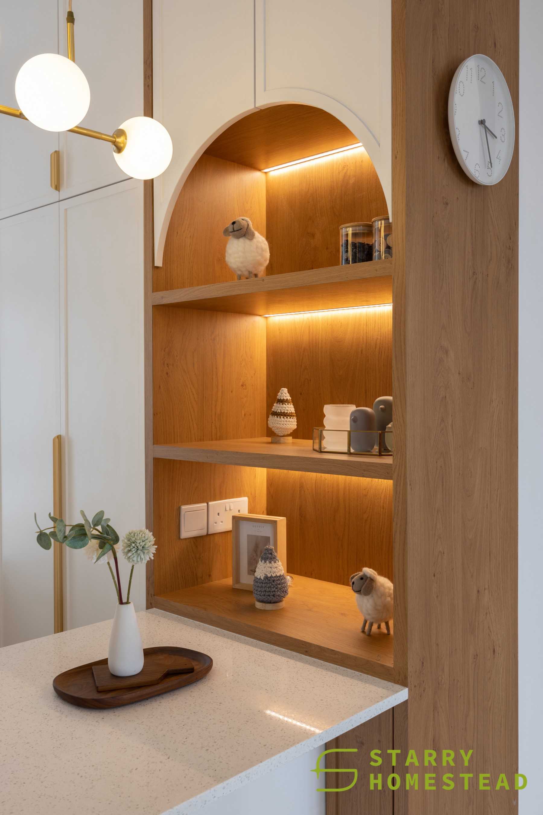 Scandinavian Dining Room with Drop Light and Display Cabinets