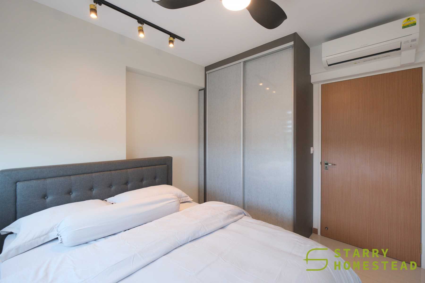 Scandinavian Bedroom with Flooring and Lighting