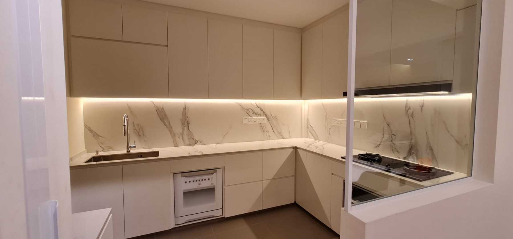 Minimalist Kitchen with Countertop and Kitchen Window