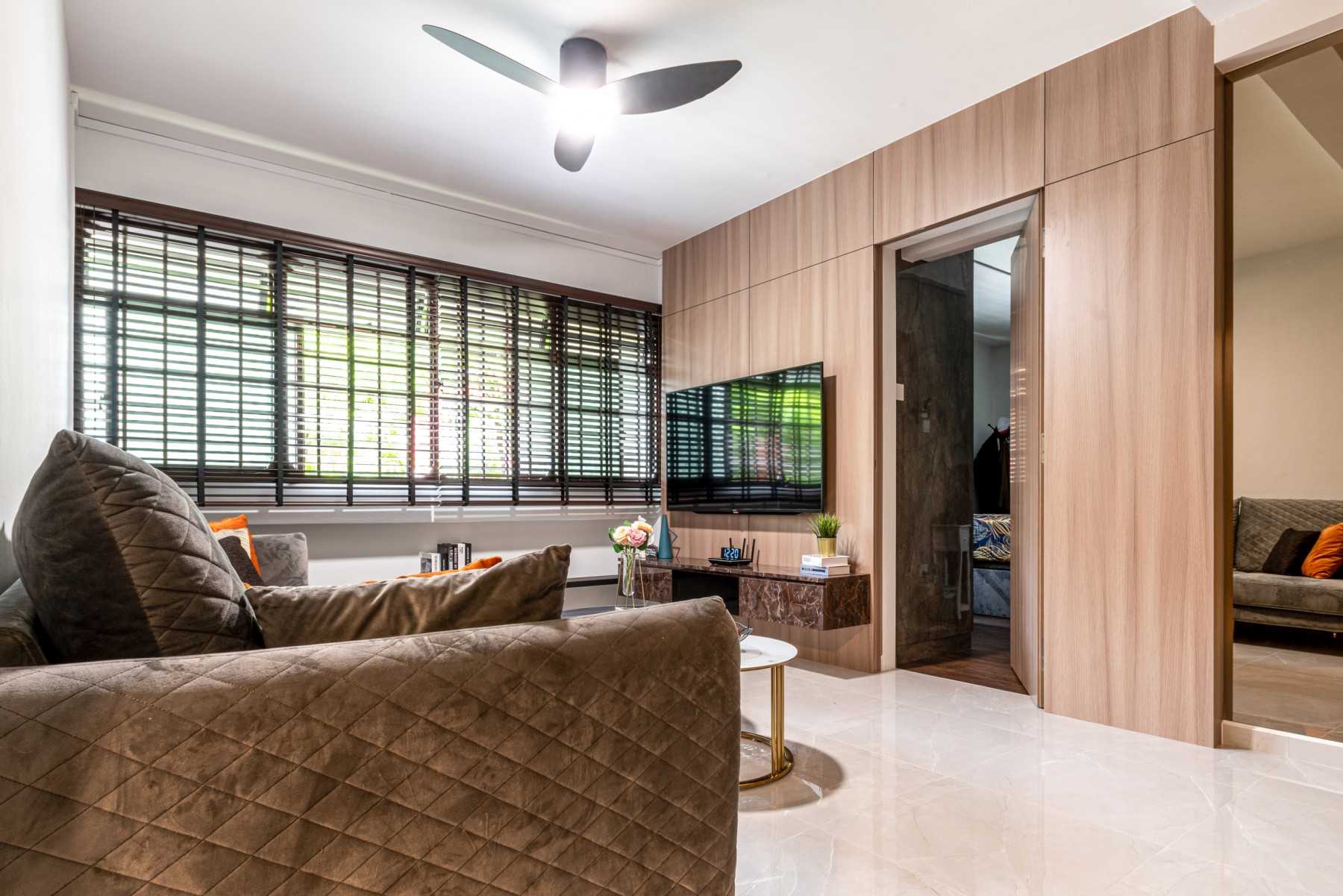 Modern Living Room with TV Console and Feature Wall