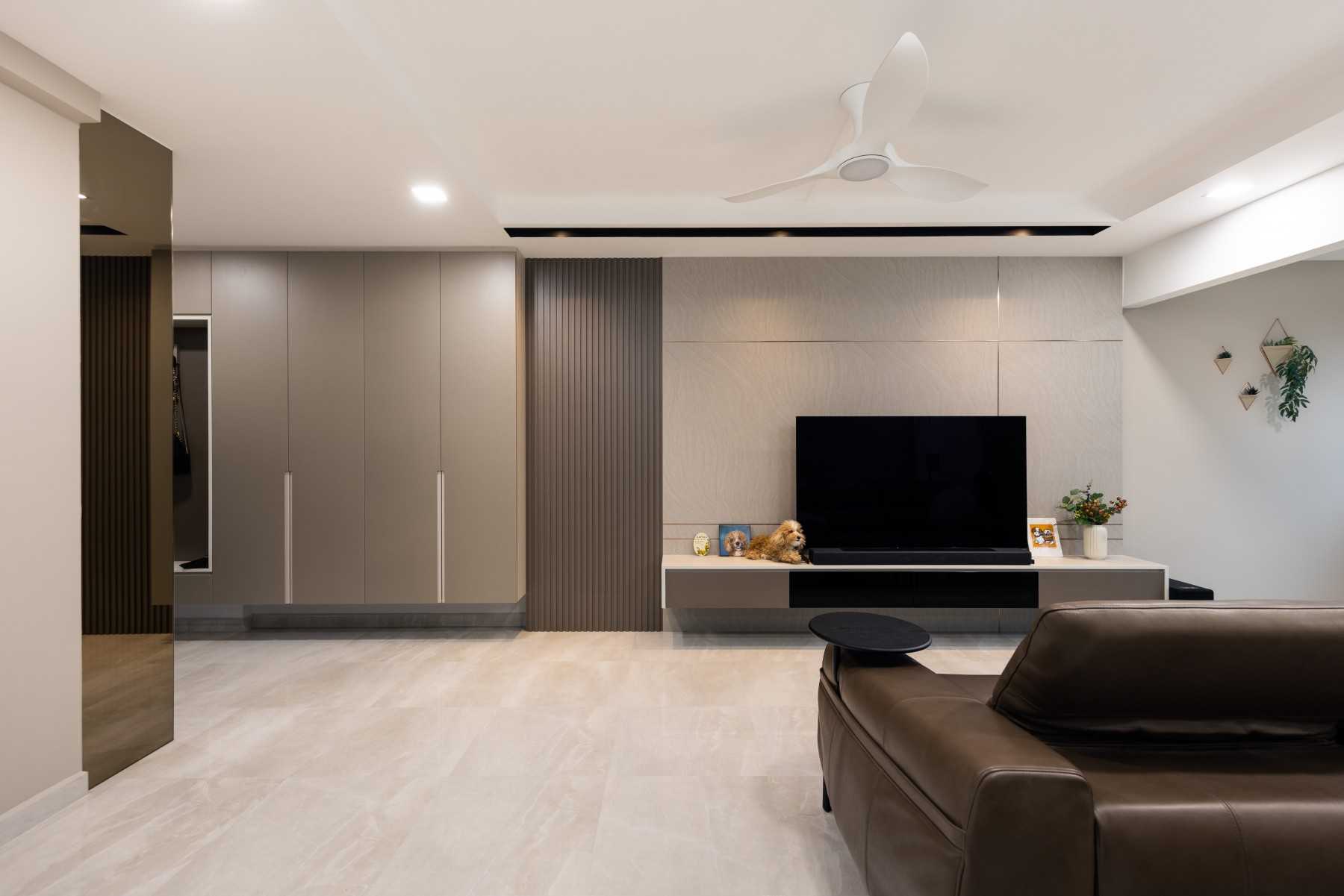 Modern Living Room with TV Console and Feature Wall