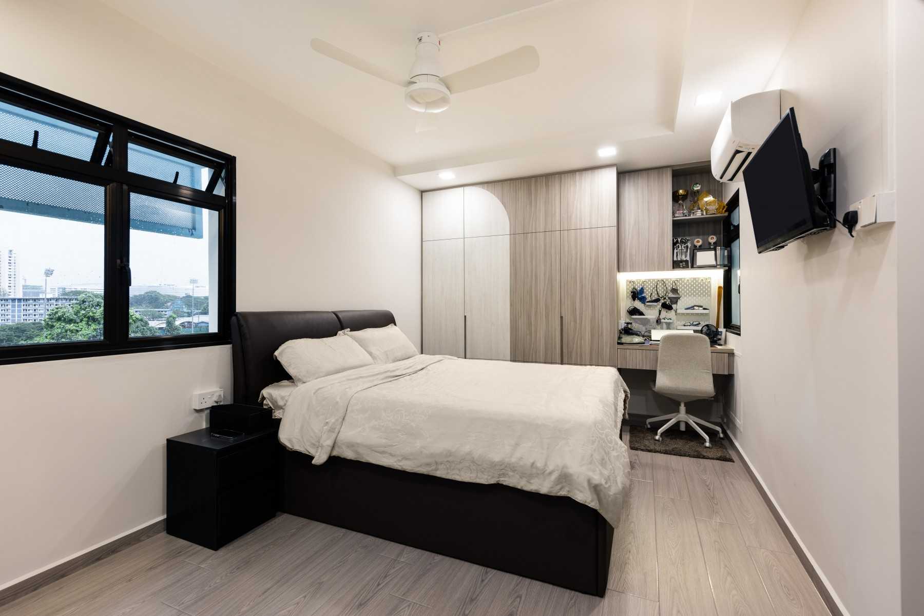 Modern Bedroom with Ceiling Light and Wardrobe