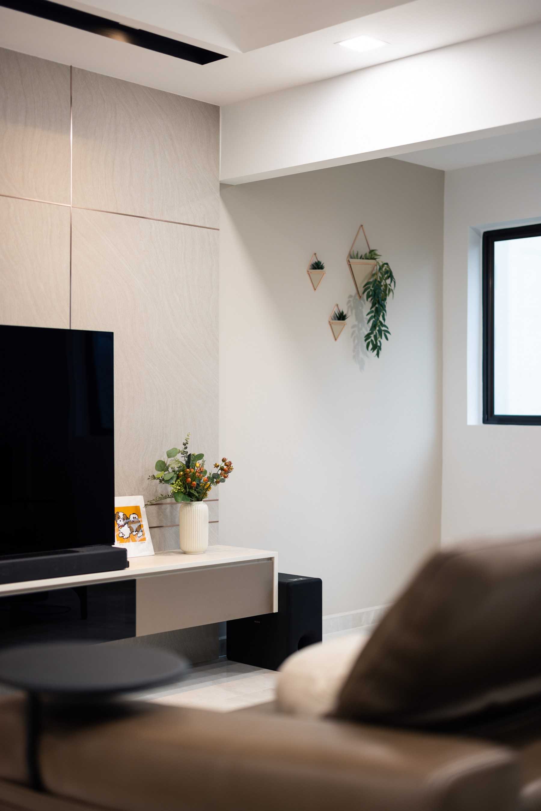 Modern Living Room with TV Console and Feature Wall