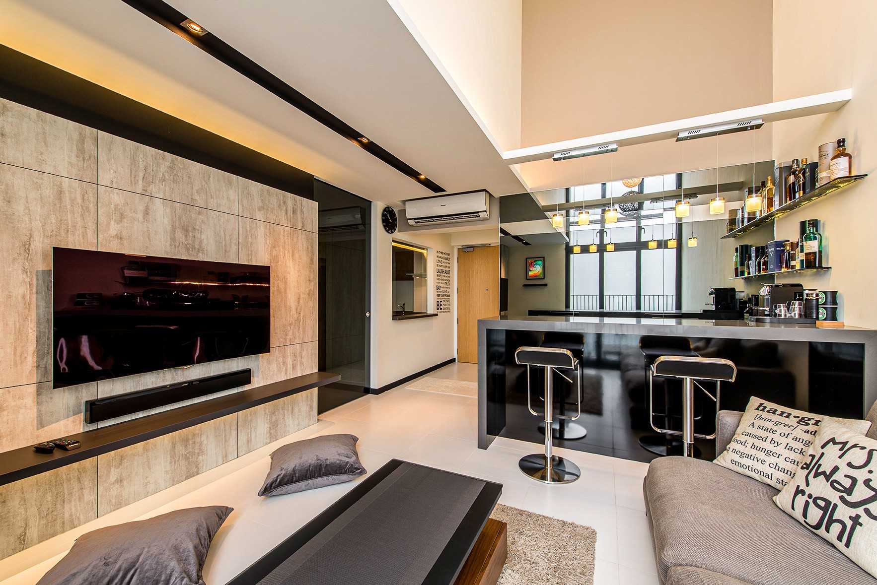 Modern Living Room with TV Console and Feature Wall