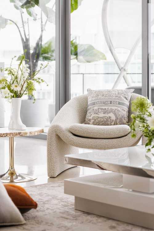 Contemporary Living Room at Silversea Penthouse