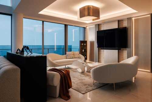 Contemporary Living Room at Silversea Penthouse