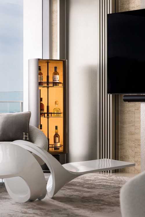 Contemporary Living Room at Silversea Penthouse
