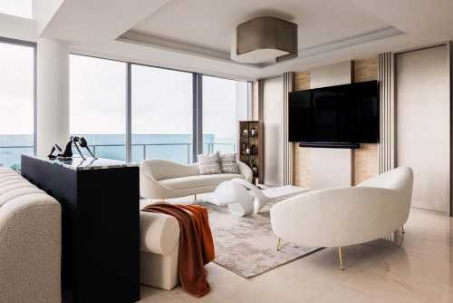 Contemporary Living Room at Silversea Penthouse