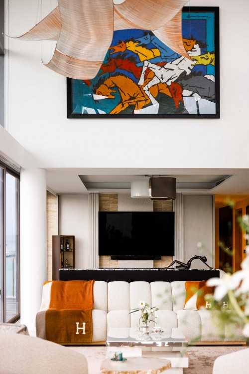 Contemporary Living Room at Silversea Penthouse