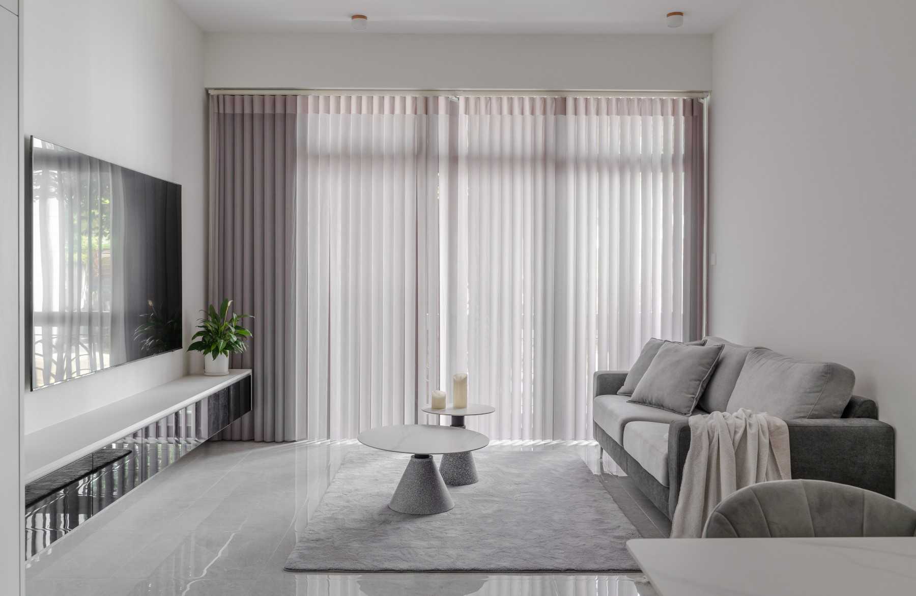 Scandinavian Living Room with TV Console and Sofa