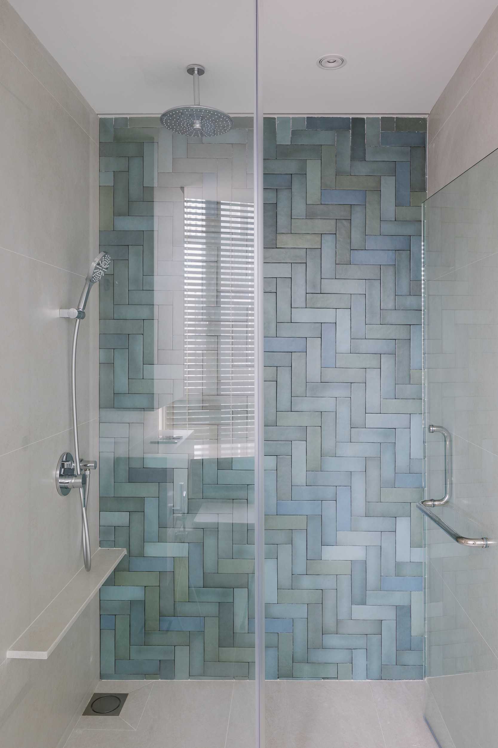 Contemporary Bathroom with Feature Wall and Shower Screen