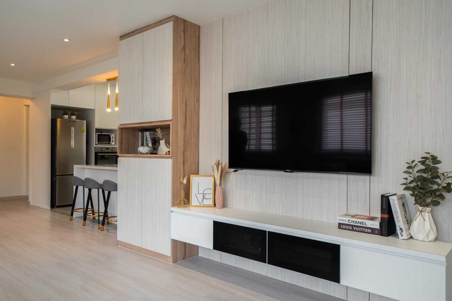 Modern Living Room with TV Console and Side Table