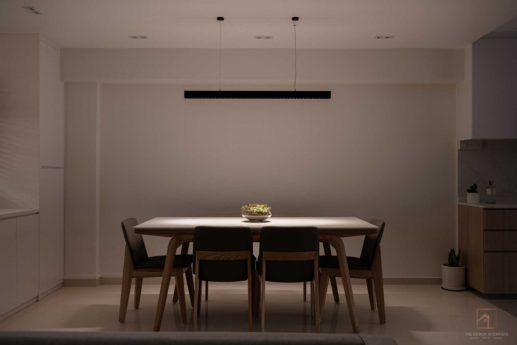 Scandinavian Dining Room with Drop Light and Dining Table