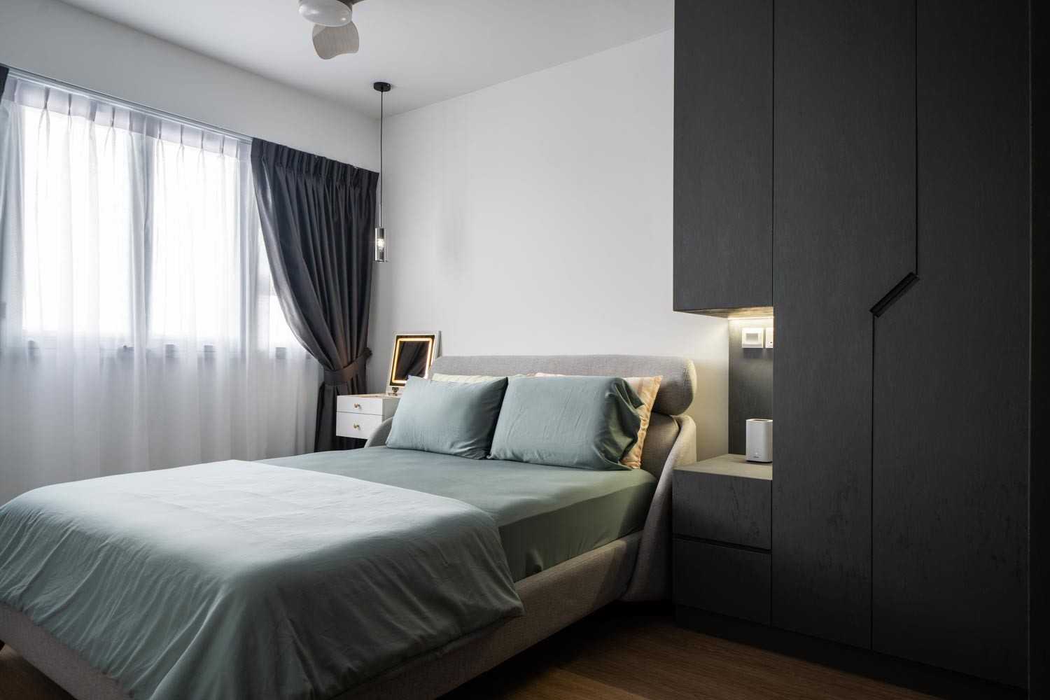 Contemporary Bedroom with Downlights and Queen Bed