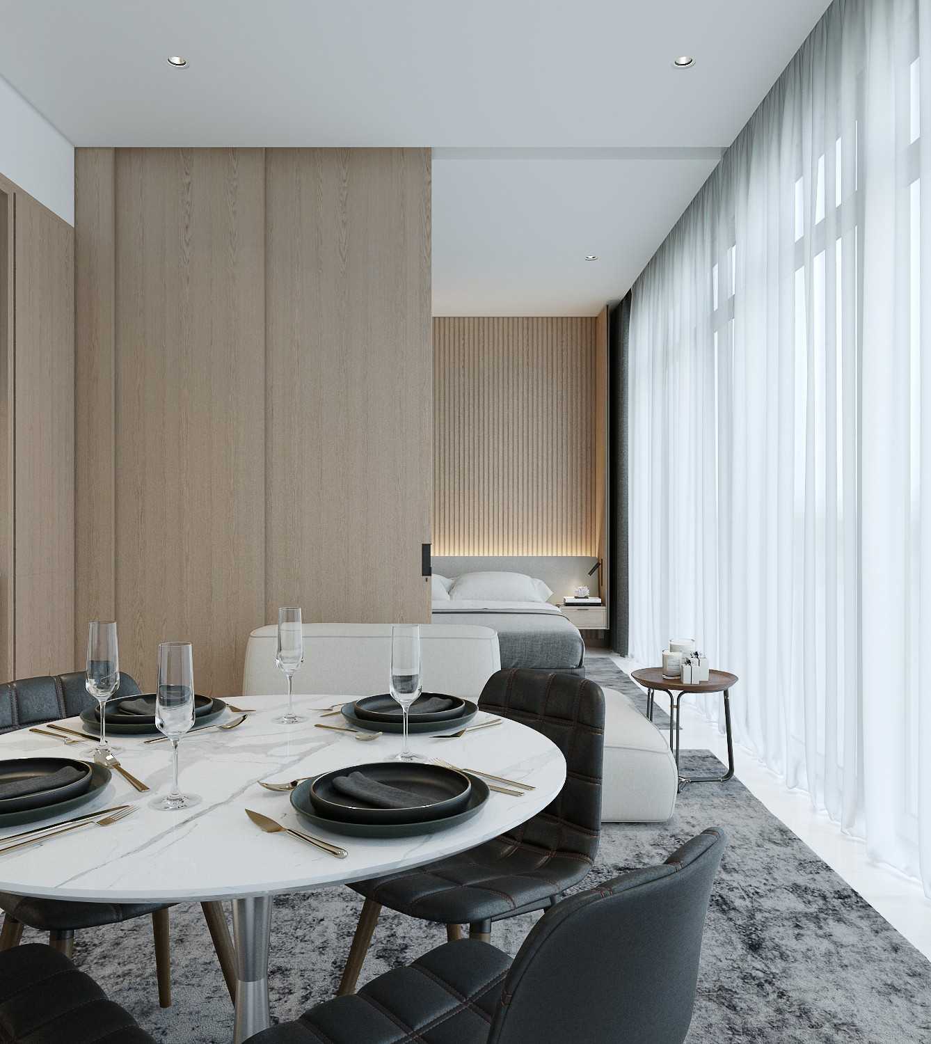 Scandinavian Dining Room with Feature Wall and Dining Table