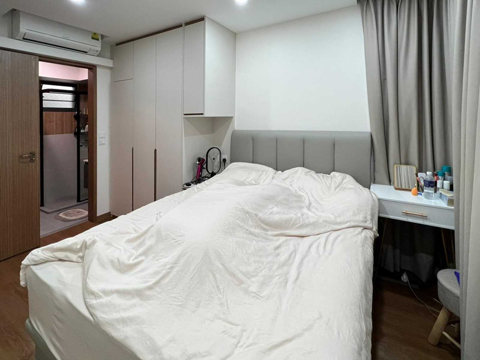 Scandinavian Bedroom with Wardrobe and Bedside Table