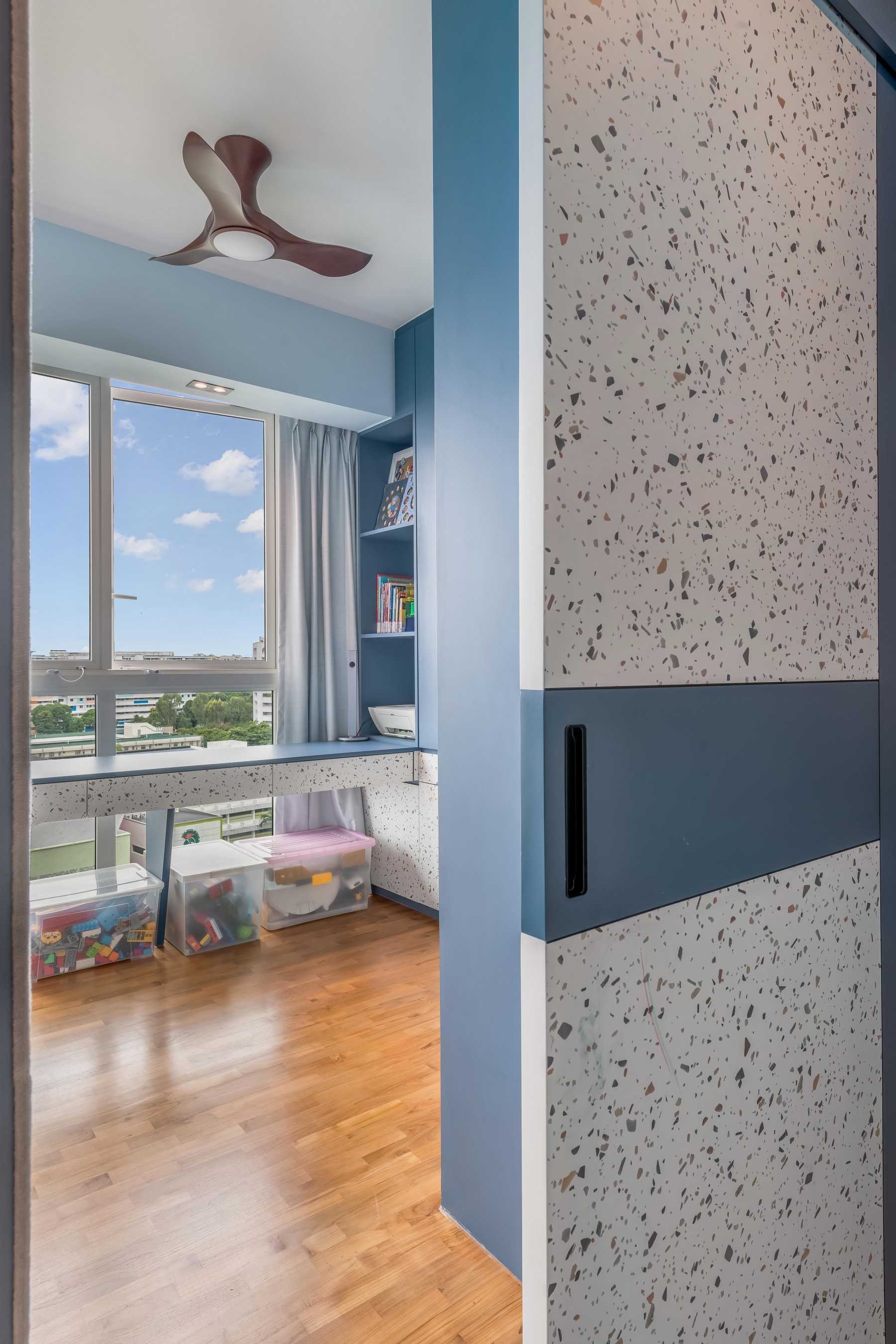 Contemporary Kids Room with Bookshelf and Toys