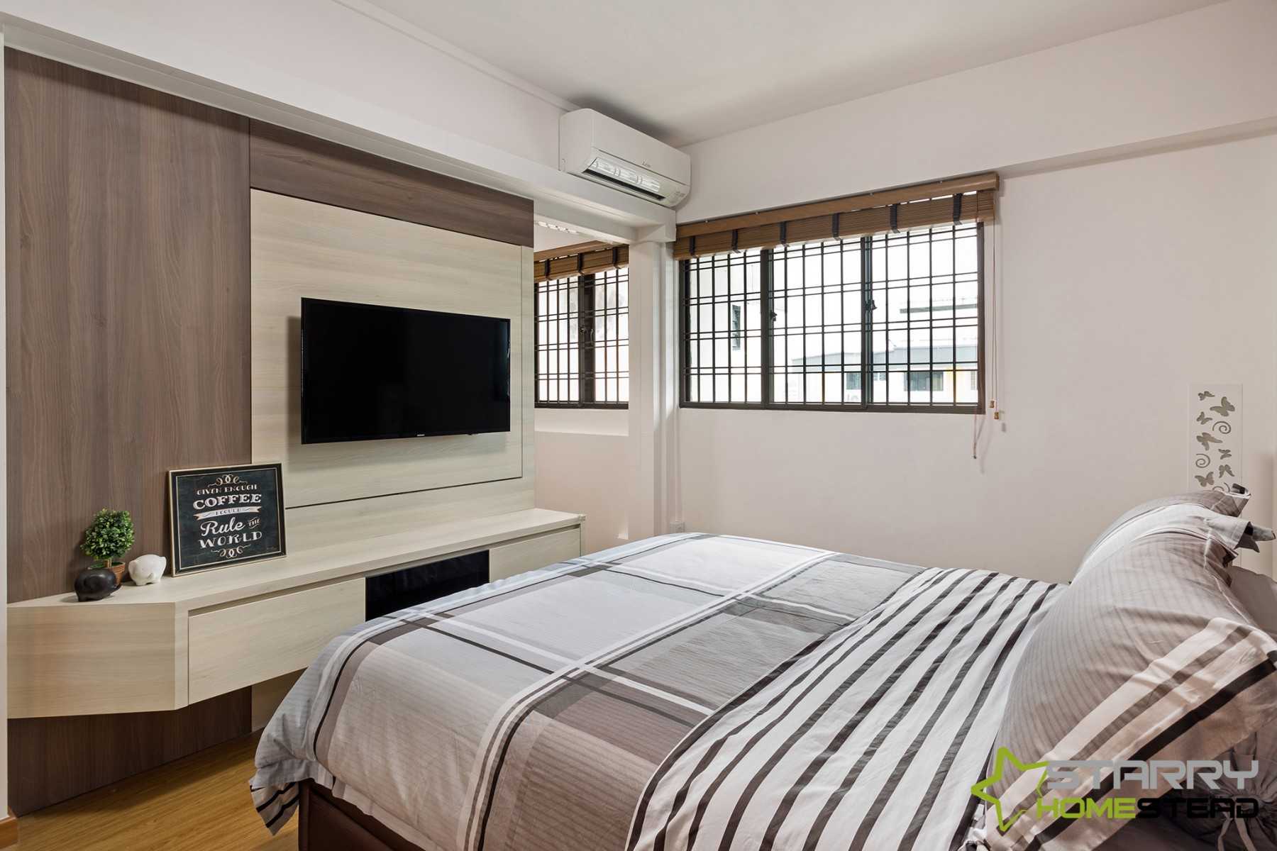 Modern Bedroom with TV and Bed