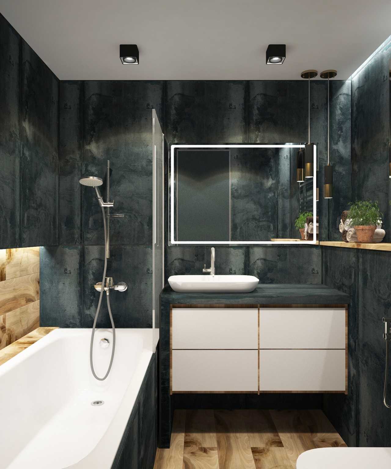 Country Bathroom with Countertop and Mirror