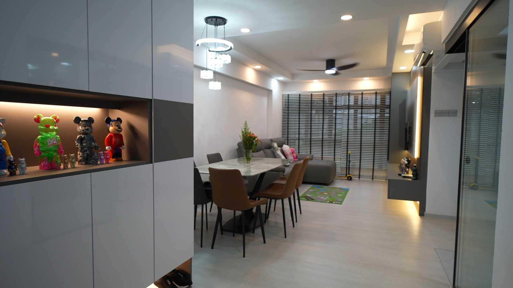 Modern Dining Room with Cove Lighting and Drop Ceiling
