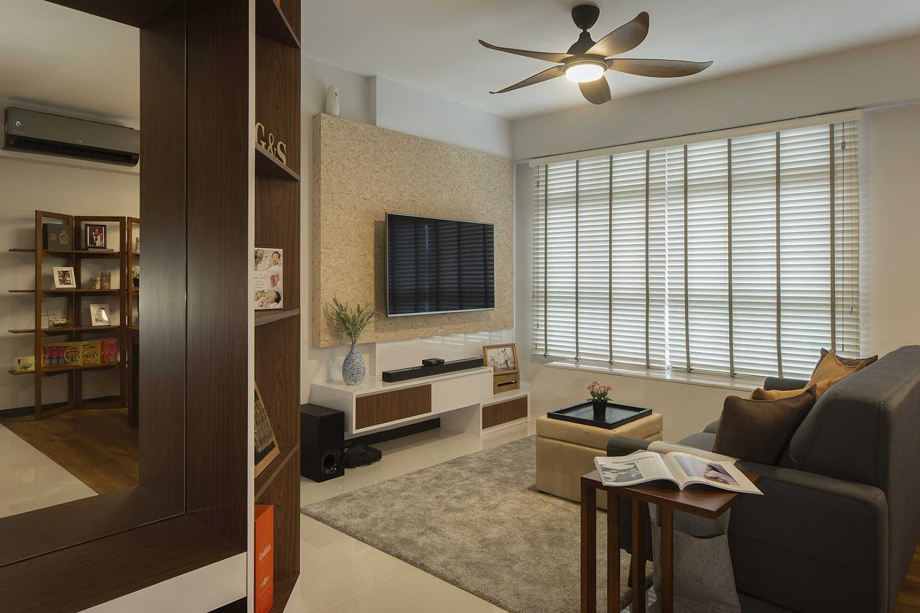 Contemporary Living Room with TV Console and Feature Wall
