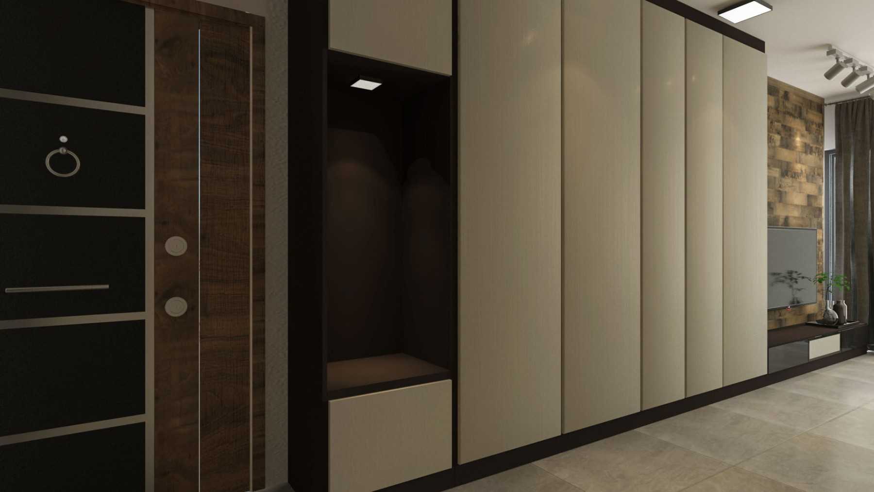 Contemporary Entryway with Seating Bench and Shoe Rack