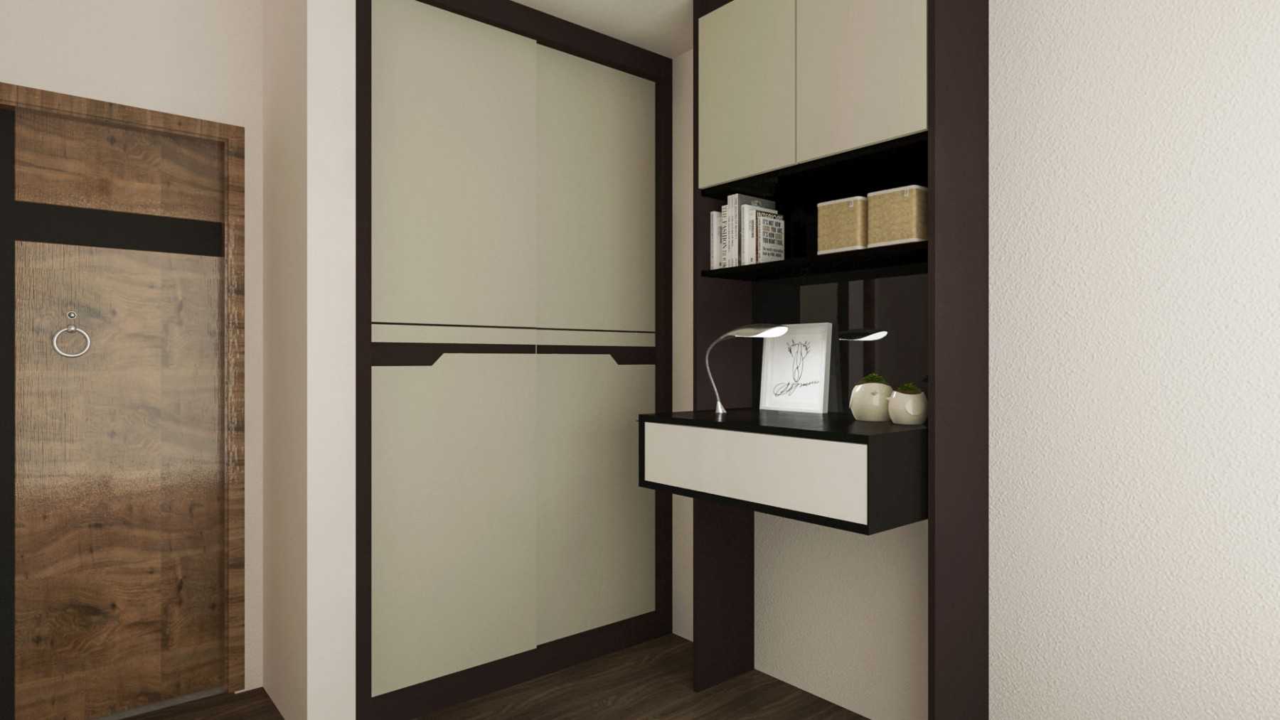 Contemporary Bedroom with Bookshelf and Vinyl Flooring