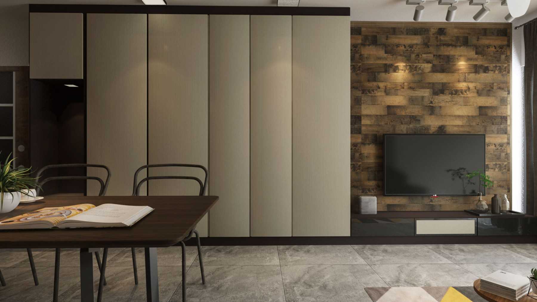 Contemporary Living Room with Bookshelf and Settee